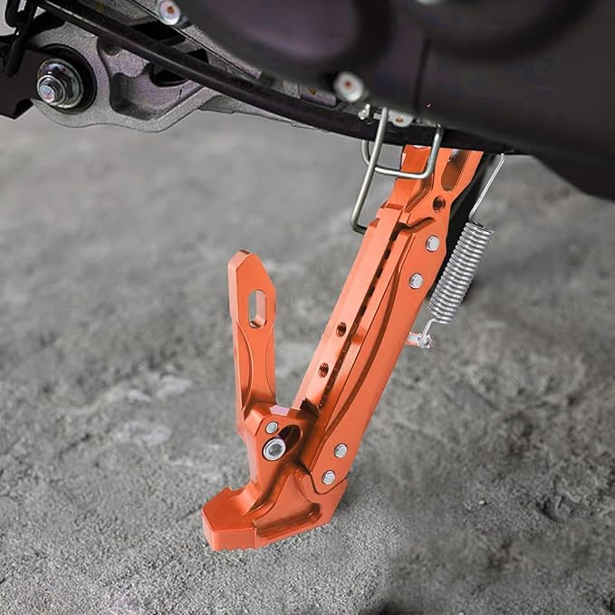 Universal Motorcycle Kickstand Adjustable Foot Side Support Parking Kickstand for Electric Motorbike Parking Foot Side Support Stand (Orange-1)