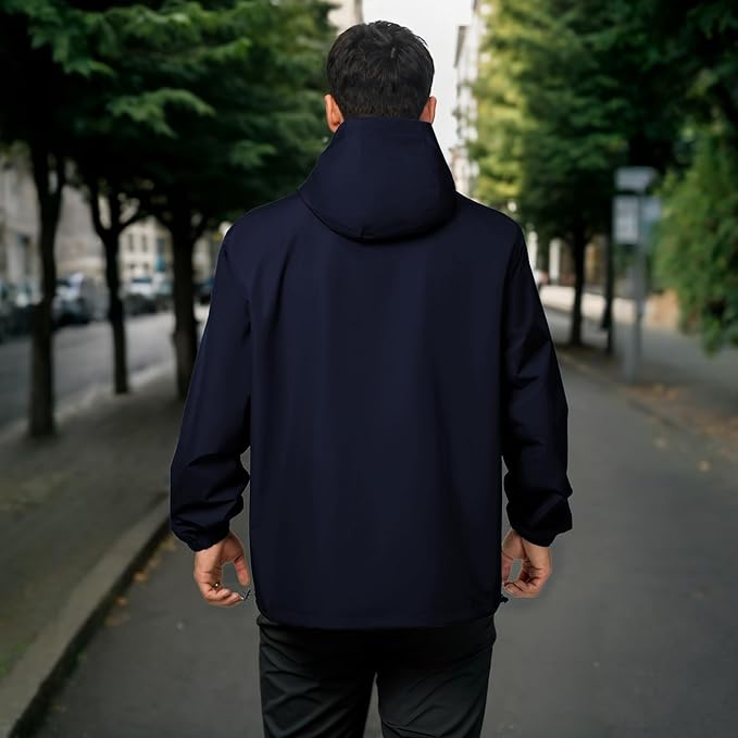 Rain Jacket Men Waterproof Windbreaker Lightweight Hooded Casual Coat for Daily Hiking Cycling Coat
