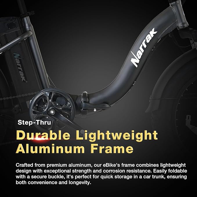 Fat Tire Folding Electric Bike, 48V & 624Wh Lithium Removable Battery, Peak 1100W Brushless Motor, Max Speed 20Mph, M5 Large LCD Display, Suspension, Step-Over/Thru Frame