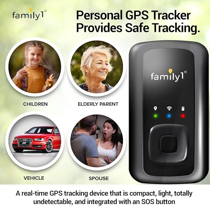 No Monthly Fee GPS Tracker - Family1st - 1 Year Subscription Included - Portable Discreet GPS Tracking Device, Compact GPS Tracker for Cars, Vehicles, Kids, Elderly, Teens