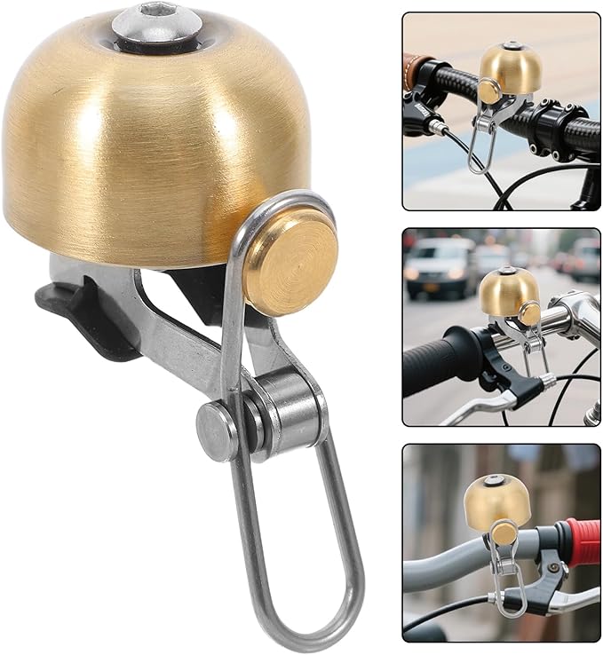 Copper Bike Bell Vintage Cycling Bell with Loud Sound Brushed Copper for Road Mountain Folding Bikes Bicycle Handlebar Accessory Suitable for Urban Commuting and Outdoor Riding