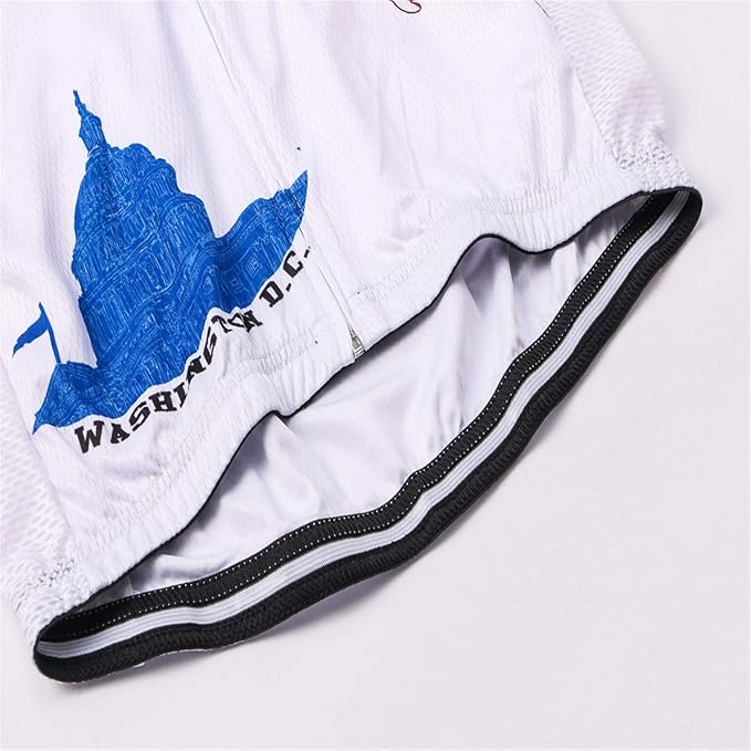 Cycling Jersey Men USA Summer Bike Short Sleeve 3-Pockets Breathable Quick-Dry Shirt S-3XL