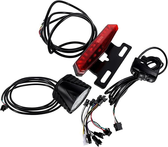 BESPORTBLE Electric Bike Light Kit with LED Front and Rear Tail Lights, Turn Signal and Horn Switch Button, Motorcycle Handlebar Switch, Electric Cycling Safety for Night Riding