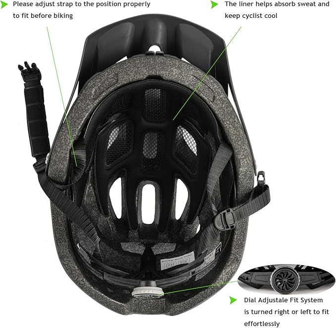 Exclusky Bike Helmet Mountain Bike Helmet for Adults Lightweight MTB Cycling Helmet for Men Women Adjustable Bicycle Helmet with Visor