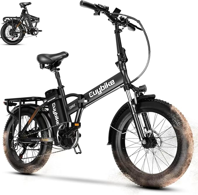 Auloor Folding Electric Bike for Adults,1000W Motor(1000W Peak),30MPH, 80Mile,48V 20AH Battery,20" Fat Tire Foldable Electric Bicycle,Commuter Beach Snow E-Bikes,7-Speed