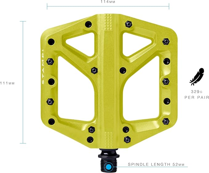 Crankbrothers Stamp Flat MTB Pedals - Size-Specific, Lightweight, Versatile, Durable Bike Pedals