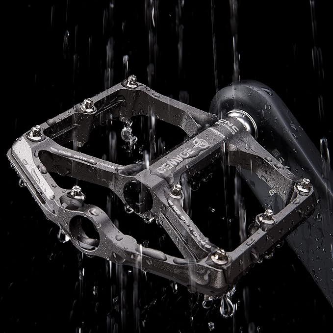 Road/Mountain Bike Pedals - 3 Bearings Bicycle Pedals - 9/16” CNC Machined Flat Pedals with Removable Anti-Skid Nails