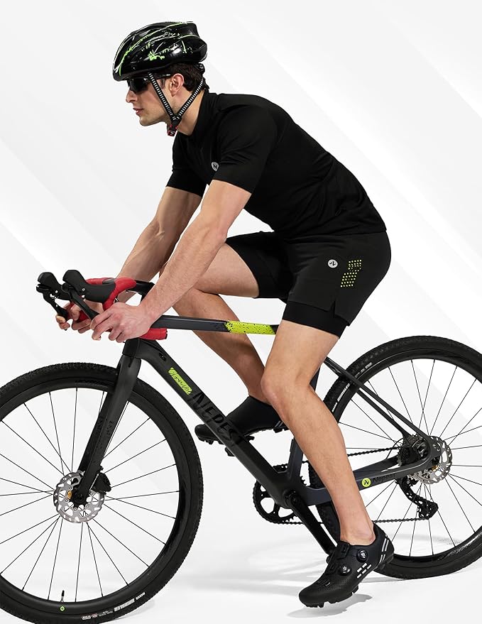 Nepest Men's Mountain Bike Shorts 4D Padded Cycling Bicycle Biker Riding Loose-fit Gel Padding MTB Shorts Zipper Pockets