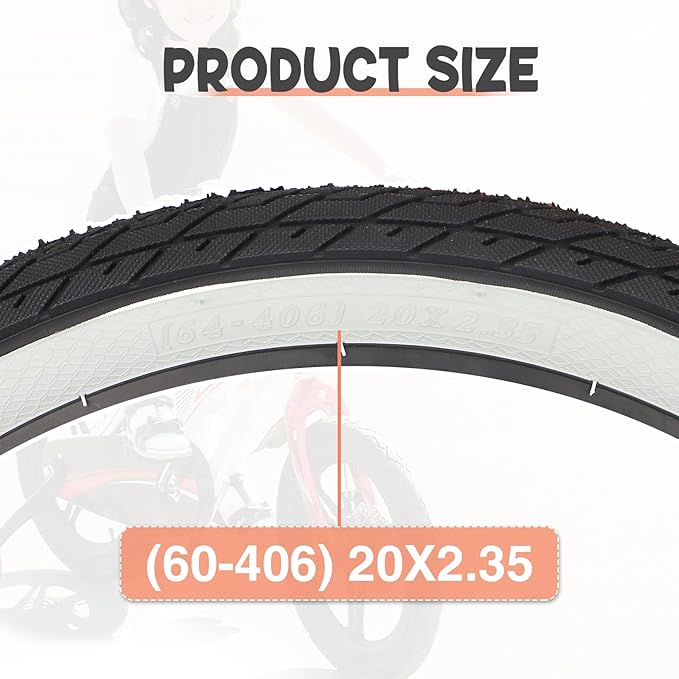 ZUKKA 20 x 2.35 Bike Tire 1/2 Pack 20 inch x 2.35 BMX Bike Tire Folding Replacement Tire for MTB Mountain Bike, BMX Bicycle Commuter Bike