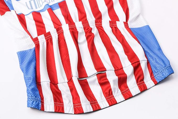 Cycling Jersey Short Sleeve USA Style Bike Tops with Pocket Reflective Stripe