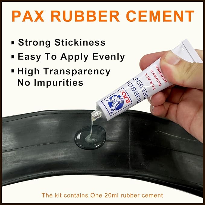 PAX 24 Pcs 34 x 52mm Inner Tube Tire Repair Patches with 20cc Cement, Puncture Tire Repair Kit for Car, Motorcycle, Scooter, Bicycle, BMX, ATVs, River Floating, Inflatable Rubber