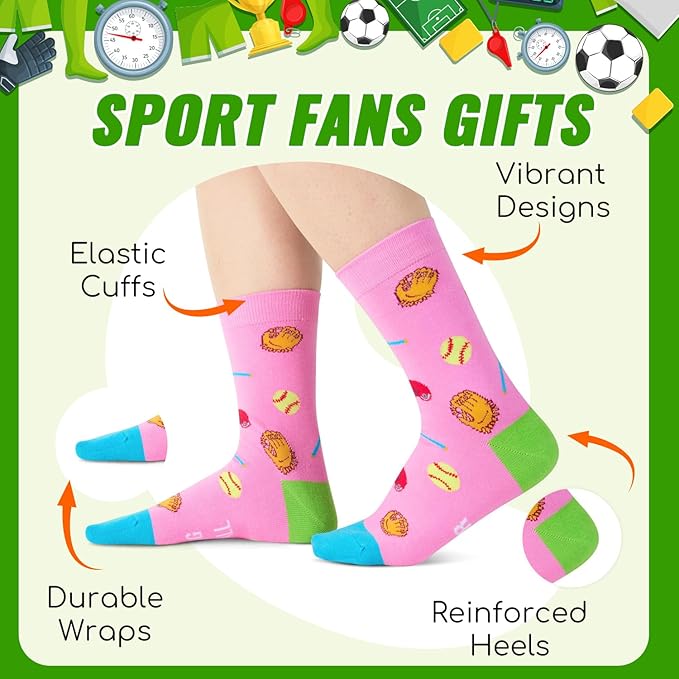 Zmart Sport Gifts for Men - Softball Basketball Volleyball Wrestling Plane Bike Socks