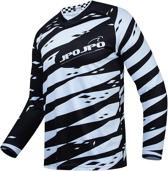 JPOJPO Men's Mountain Bike Jersey Long Sleeve MTB Off-Road Racing Downhill Motocross Shirts Quick Dry&Moisture-Wicking Tops