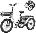 MOONCOOL Folding Electric Tricycle for Adults, 48V 500W 3 Wheels Electric Trike, Aluminum Frame 750W Electric Tricycle Adult Bicycle with Removable Battery, Front and Back Bags