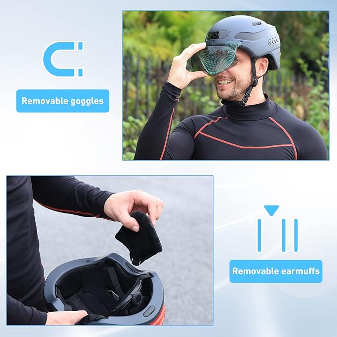 KRS-S1 Bike Helmets for Men Smart Helmets for Adults with 1080P 60 fps Sports Camera Dual Antenna Bluetooth Womens Bike Helmet