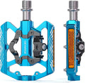 Mountain Bike Pedals - Dual Function Flat and Clipless Pedal - Bicycle Pedals with Reflectors Compatible with SPD, Platform Pedals for BMX Spin Exercise Peloton Trekking Bike