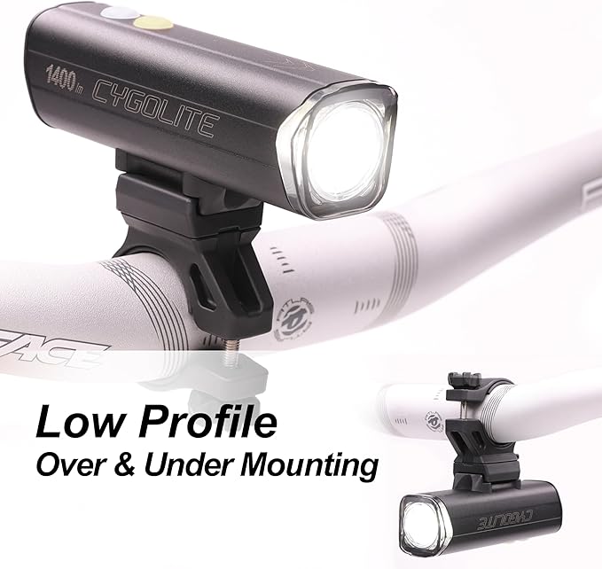 Cygolite Velocity 1600, 1200, 1000, 800 Lumen USB-C Bike Lights – Anodized Aluminum Alloy – 9 Light Modes – Fine Tunable Brightness - Compact, IP67 Waterproof – Hard Mount – Road & Mountain