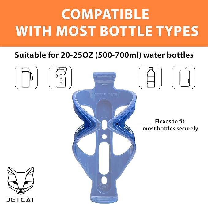 Bike Water Bottle Holder – Bike Cup Holder & Bike Water Bottle Cage for Bicycle, MTB, Mountain, Gravel, Road, eBike | Adult/Kids, Carbon Fiber Biking Accessories Blue