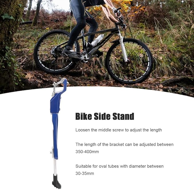 Adjustable Bike Kickstand 35-40cm – Aluminum Alloy Side Stand with Non-Slip Rubber Pads, Universal Fit for Mountain, Road & BMX Bicycles
