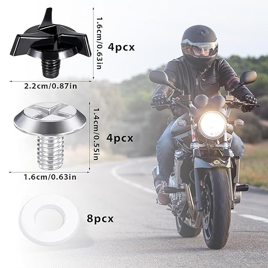 8 Pcs Motorcycle Helmet Visor Screw Helmet Visors Screws with 8 Silicone Washer Replacement Motorcycle Helmet Bolts Hardware Kit for Motorcross Dirt Bike Helmets Accessories