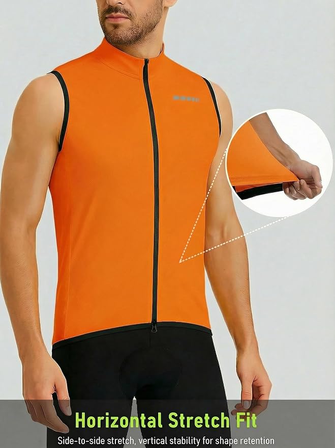 qualidyne Men’s Sleeveless Cycling Jersey, Full Zip, Quick-Dry Breathable Lightweight Knit, 3 Rear Pockets