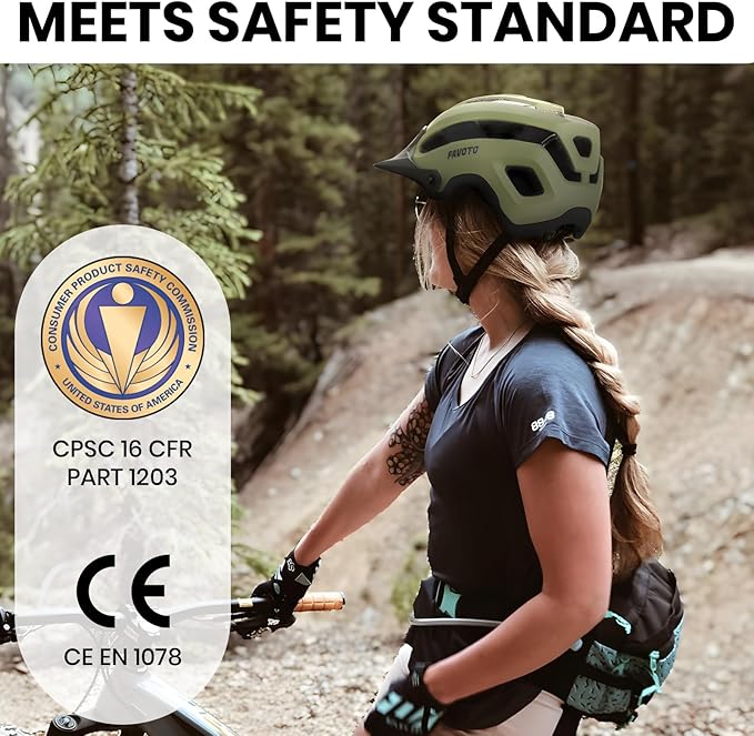 Favoto Mountain Bike Helmet Adult - Lightweight CPSC Certified with Reinforced Spine and Detachable Visor, MTB Road Bicycle Helmet, Adjustable 59-61cm Men Women