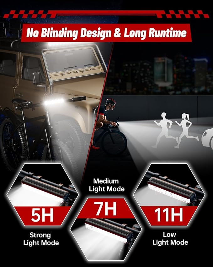 Bike Lights for Night Riding, USB Rechargeable Front Rear Light, Bicycle Headlight Set, Aluminum Light, IPX5 Waterproof Bike Headlight Taillight for Adult Kid Mountain MTB Off-Road Cycling