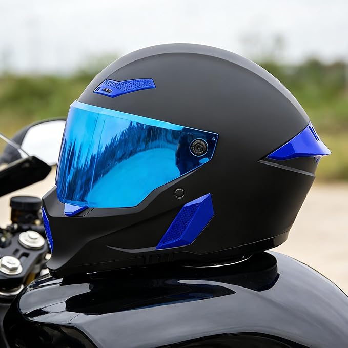 Motorcycle Helmets for Adult Men Women,Full Face Motorcycle Helmet,MG666 DOT Approved Motorbike Racing Street Bike Helmets with Two Visors