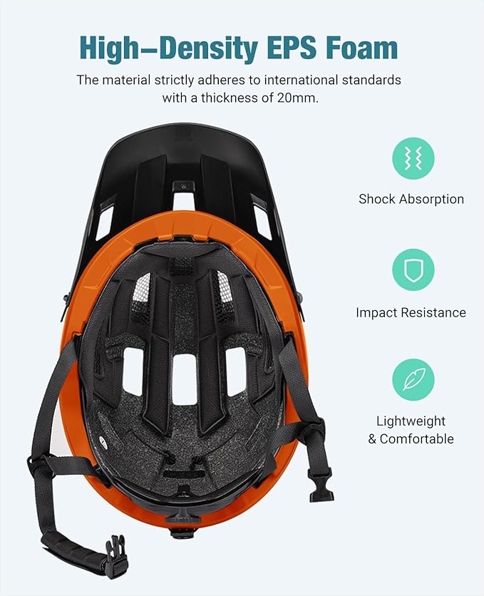 Favoto Adult Mountain Bike Helmet for Men & Women, Magnetic Buckle MTB Helmet with Removable Visor, Lightweight for Commuting & Off-Road Cycling