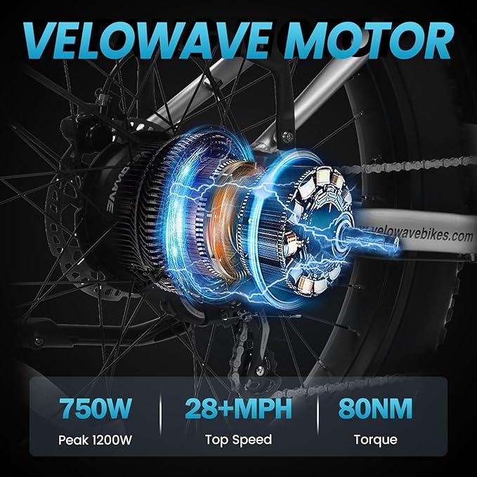 VELOWAVE Electric Bike for Adults Peak 1200W BAFANG Motor 28MPH Mountain Ebike 47.97V 14.4AH Removable LG Cells Battery 26'' Fat Tire E Bike Shimano 7-Speed