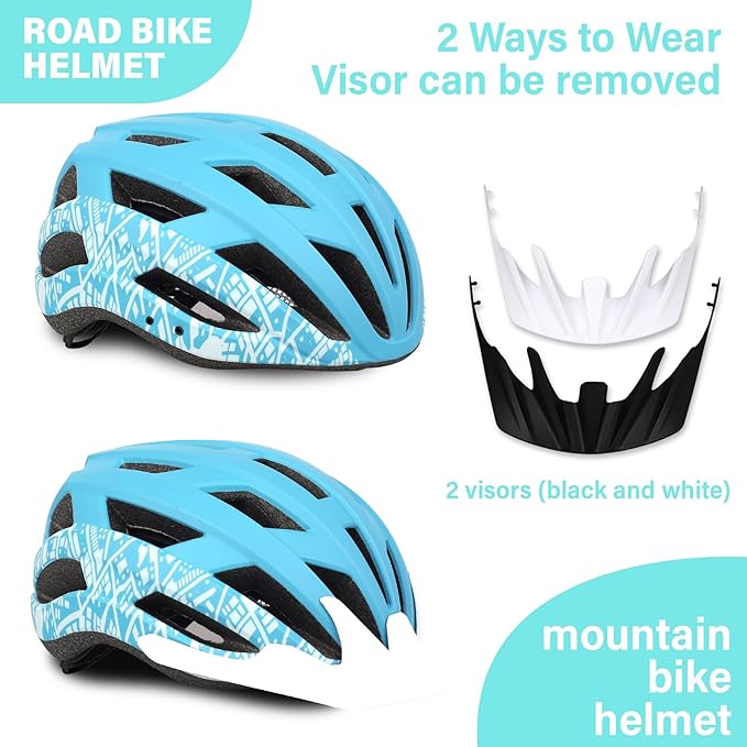 Bike Helmet for Adults Women Men Youth Kids, Lightweight Mountain Road Bicycle Cycling Helmets with Adjustable Dial & Removable Visor