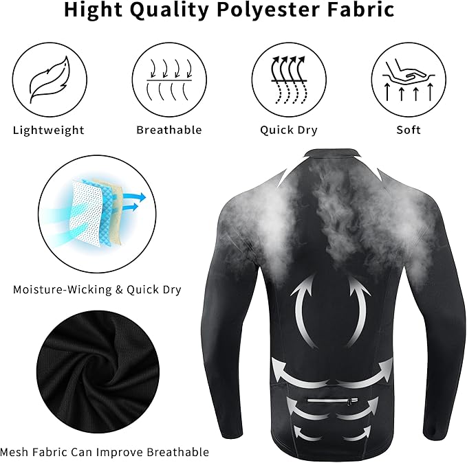 Cycling Jersey Men Bicycle Shirt Short and Long Sleeve MTB Road Biking Jersey with Pockets