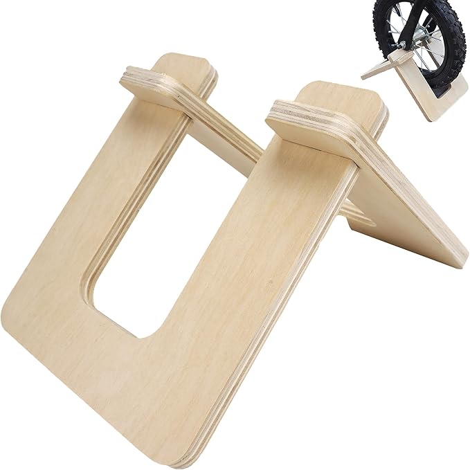 Wooden Balance Bike Stand for Kids – Floor Display Rack for Toddler Balance Bikes – Portable Bicycle Holder Stand for Home and Garage Storage
