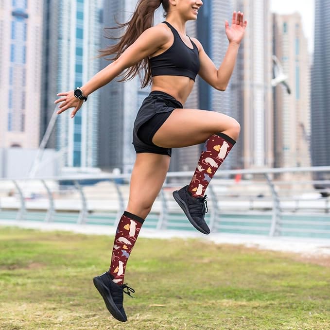 bassyil Compression Socks for Women & Men Circulation 15-20 mmHg Knee High Best Support for Nurses Travel Running Athletic