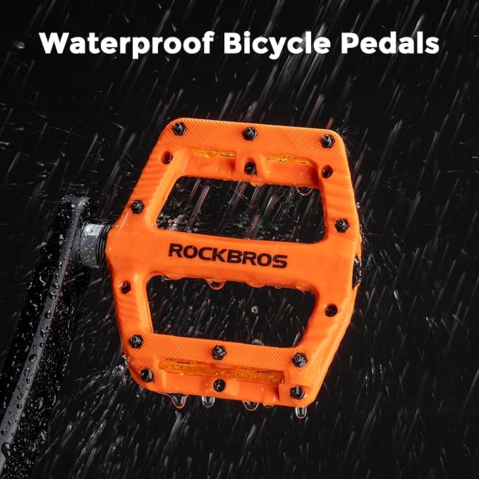 ROCKBROS Mountain Bike Pedals Bicycle Nylon Pedals 9/16 Inch Sealed Bearing Lightweight Platform for Road Mountain BMX MTB Bike