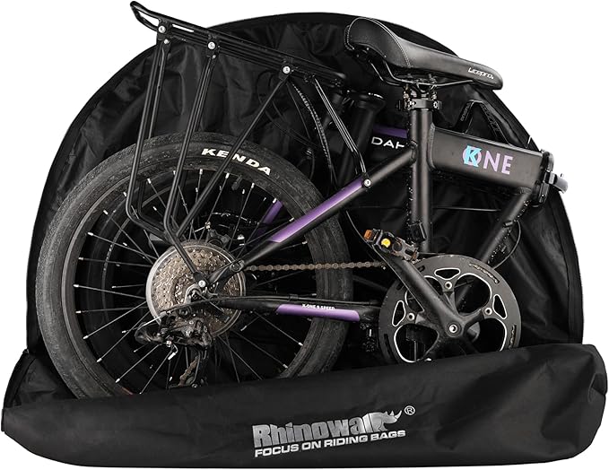 20inch Folding Bike Bag Bicycle Carry Bag Bike Travel Carrying Case Bike Transport Bag for Car Train Air Travel Portable (Black-White, 14-20 inch)