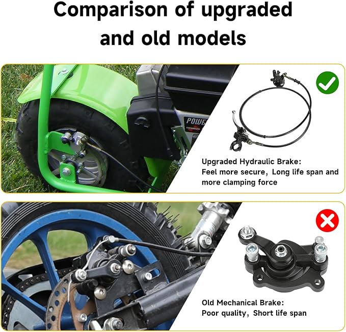 HIAORS Upgraded Hydraulic Brake Master Cylinder Caliper With Brake Pad Assembly Hose Tube for 97cc 2.8HP Baja Doodlebug Dirtbug DB30 Mini Bike Dirt Bike Moto Parts