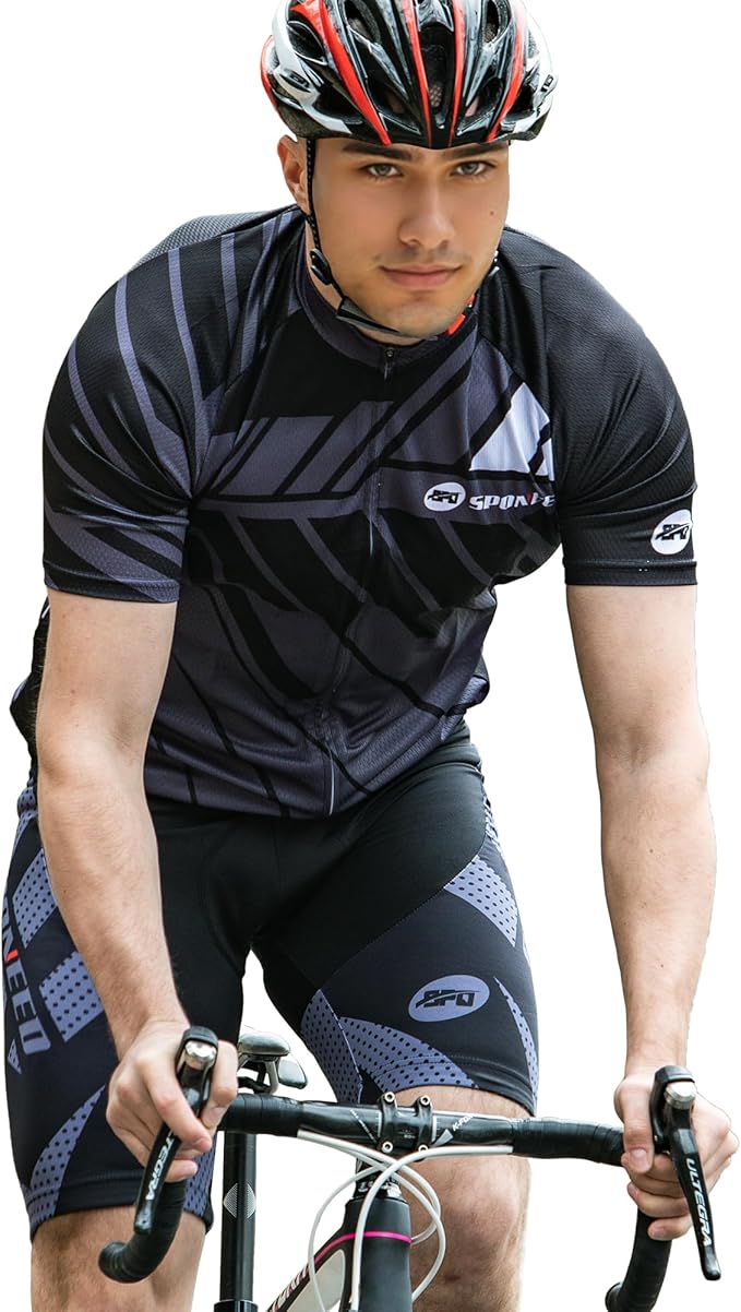 sponeed Men's Cycling Jerseys Tops Biking Shirts Short Sleeve Bike Clothing Full Zipper Bicycle Jacket with Pockets