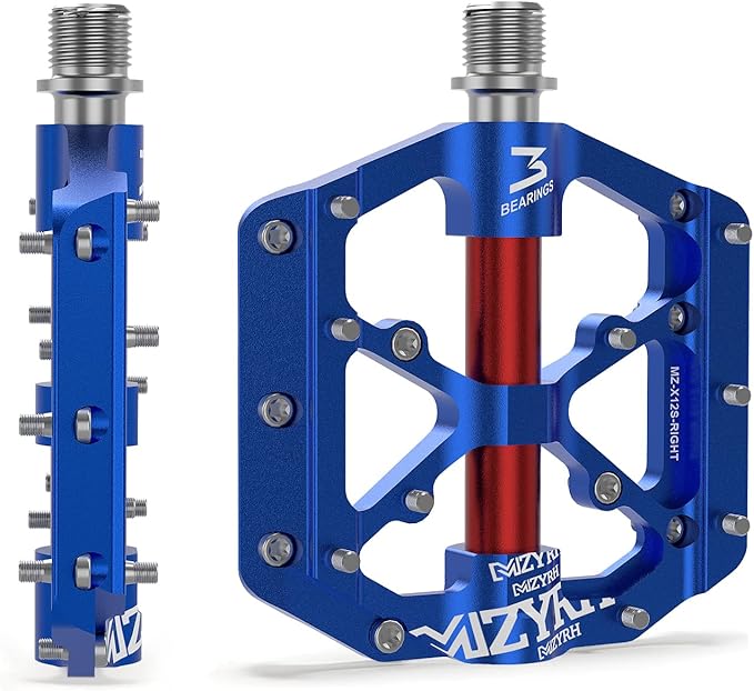 MZYRH Road/Mountain Bike Pedals,Lightweight 3 Bearings Bicycle Pedals,9/16” Aluminum Alloy Flat Pedals for Road Mountain BMX MTB Bike