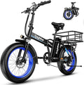 1000W Folding Electric Bike,48V 20AH Removable Battery E Bike,30+MPH,80 Miles Max Range Electric Bike for Adults,20" Fat Tire Foldable ebike,Adult Electric Bicycle for Commute Beach Snow