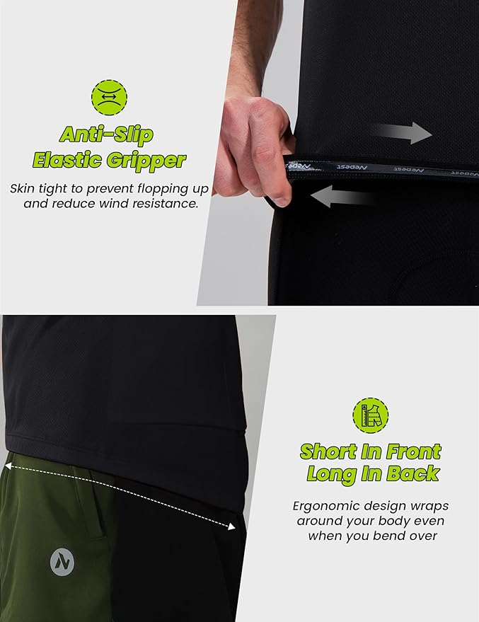 Nepest Cycling Jersey Men Short Sleeve Bike Shirts with 4 Rear Pockets Moisture Wicking Half Zip Road & Mountain Biking