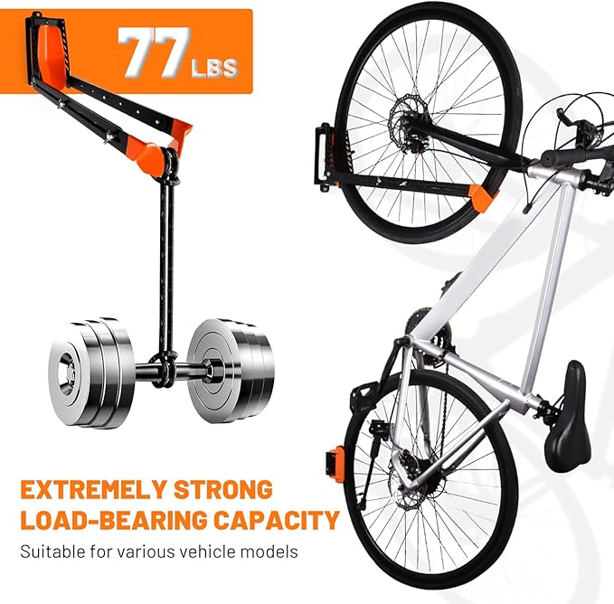 Swivel Bike Rack Wall Mount, 2 PCS Bike Hanger Wall Mount, Vertical Bike Rack, Sturdy Bike Storage Hook, No Heavy Lifting Required Indoor Hanging Bike Organizr