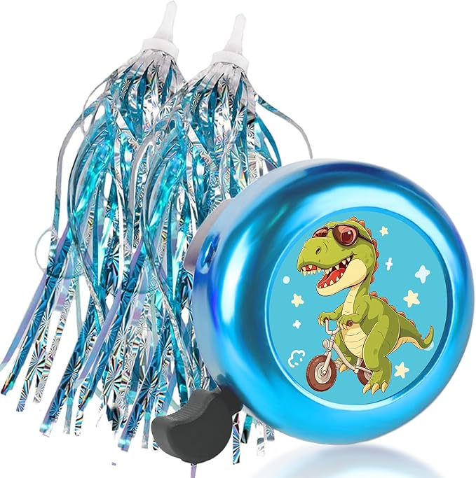 Kids Bike Bell with 2 Pcs Bike Streamers for Girls, Cute Children's Bicycle Accessories