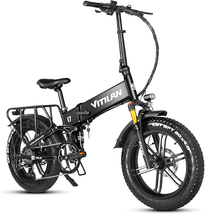 VITILAN I7 Pro 3.0 Electric Bike, 1200W Motor & 48V 20Ah Sam-Sung Battery, App with Location, 20" Fat Tire Folding Ebike, All-Terrain Full Suspension, Hydraulic Brakes, Fit for Short People