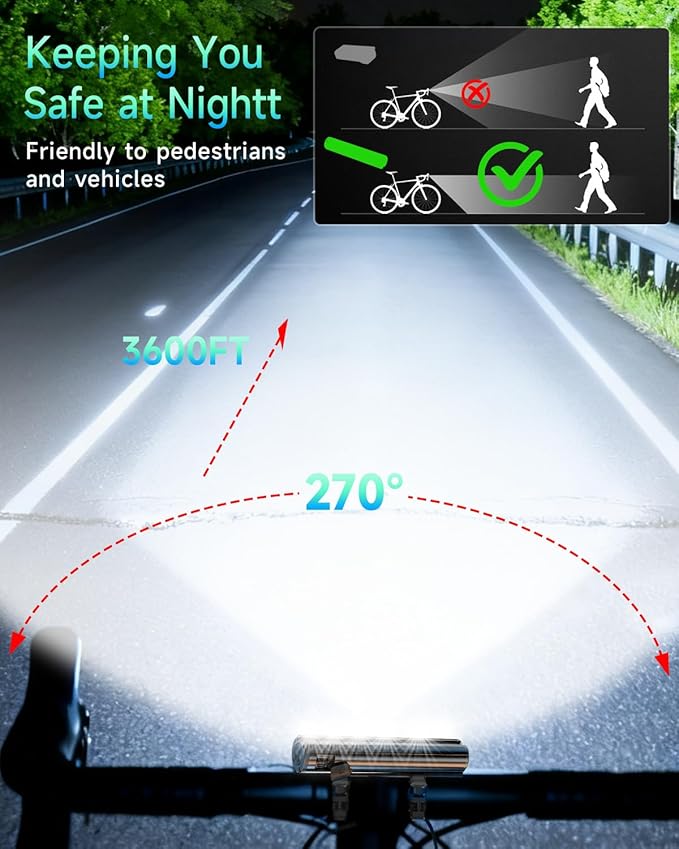 2026 Upgrade 10000 Lumen Bike Light,Super Bright LED Headlight,10+Modes,8000 mAh in/Out Put Rechargeable Bicycle Light,Runtime 72+hr, Aluminum Bracket,Waterproof Bike Headlight for Cycling,Mountain