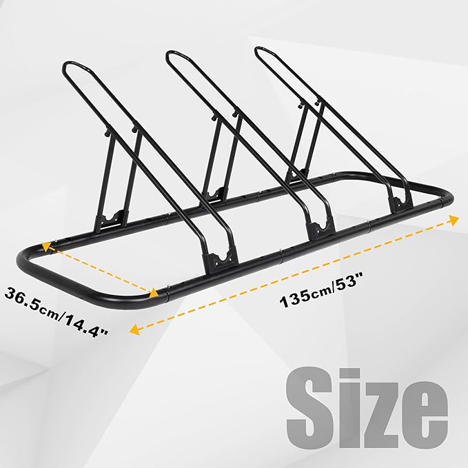 CyclingDeal Bike Rack Floor Parking Bike Stand for up to 6 Bicycles | Indoor, Home & Garage Storage Rack | Stable & Secure Bicycle Stand w/ Tire Grooves Up to 29", Holding Plates & Custom Spacing