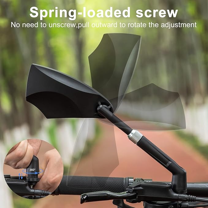 Handlebar Bike Mirror HD Anti-Glare Lens Scratch Resistant Glass Mirror Adjustable Safe Handlebar Rear View Mirrors For 21-24mm Handlebar (Right)