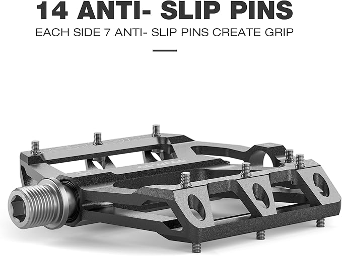 Road/Mountain Bike Pedals -Non-Slip Bicycle Flat Pedals Aluminum 9/16" - 3 Sealed Bearing Lightweight Platform Pedals for Road Mountain BMX MTB Bike