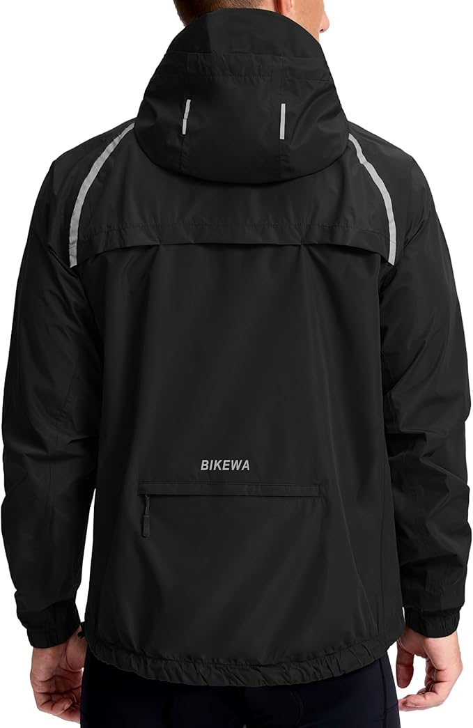 Bikewa Men's Cycling Rain Jackets Waterproof Running Bike Windbreaker Lightweight Packable Hooded Jacket