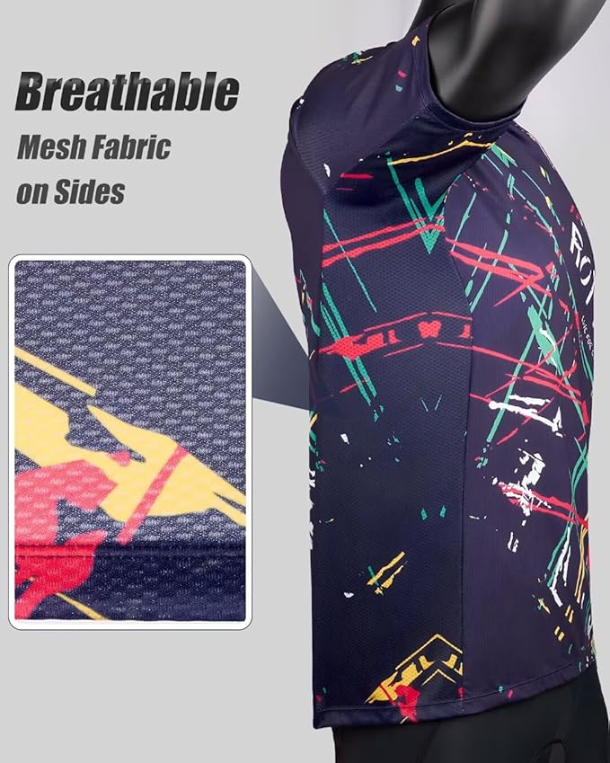 ROTTO Mens MTB Jersey Mountain Bike Cycling Shirt Short Sleeve for MTB BMX Downhill Wicking Quick Dry